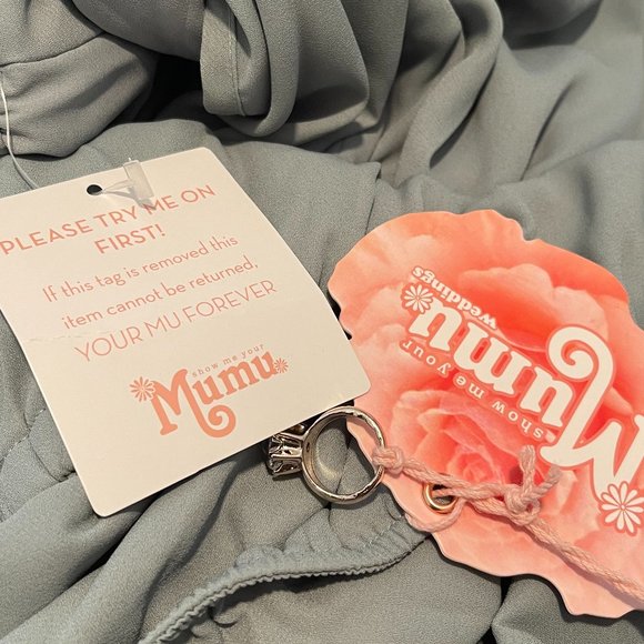 NWT Show Me Your MuMu Heather Halter Dress - Silver Sage Crisp - Picture 3 of 3